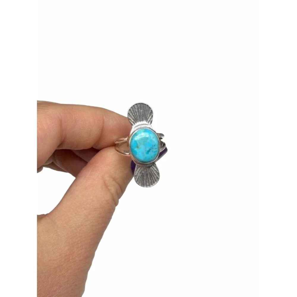 Kingman Mohave Turquoise Ring Size 6.5 Solid 925 Sterling Silver